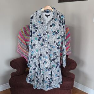 Banana Republic Blue and White Patterned Shirtdress NWT